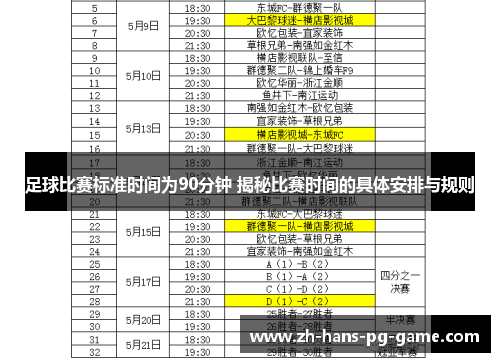 足球比赛标准时间为90分钟 揭秘比赛时间的具体安排与规则 足球比赛标准时间为90分钟 揭秘比赛时间的具体安排与规则
